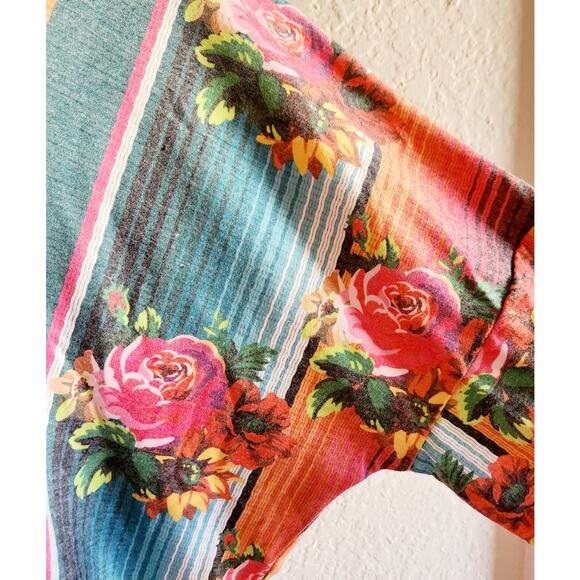Crazy Train Multi Color Floral Hooded Top Large Lightweight Pockets NWTS - Picture 3 of 5